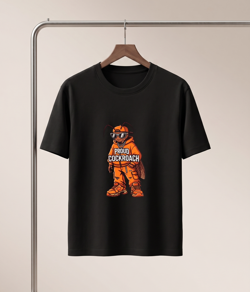Proud Cockroach | Regular Fit T-Shirt - Black