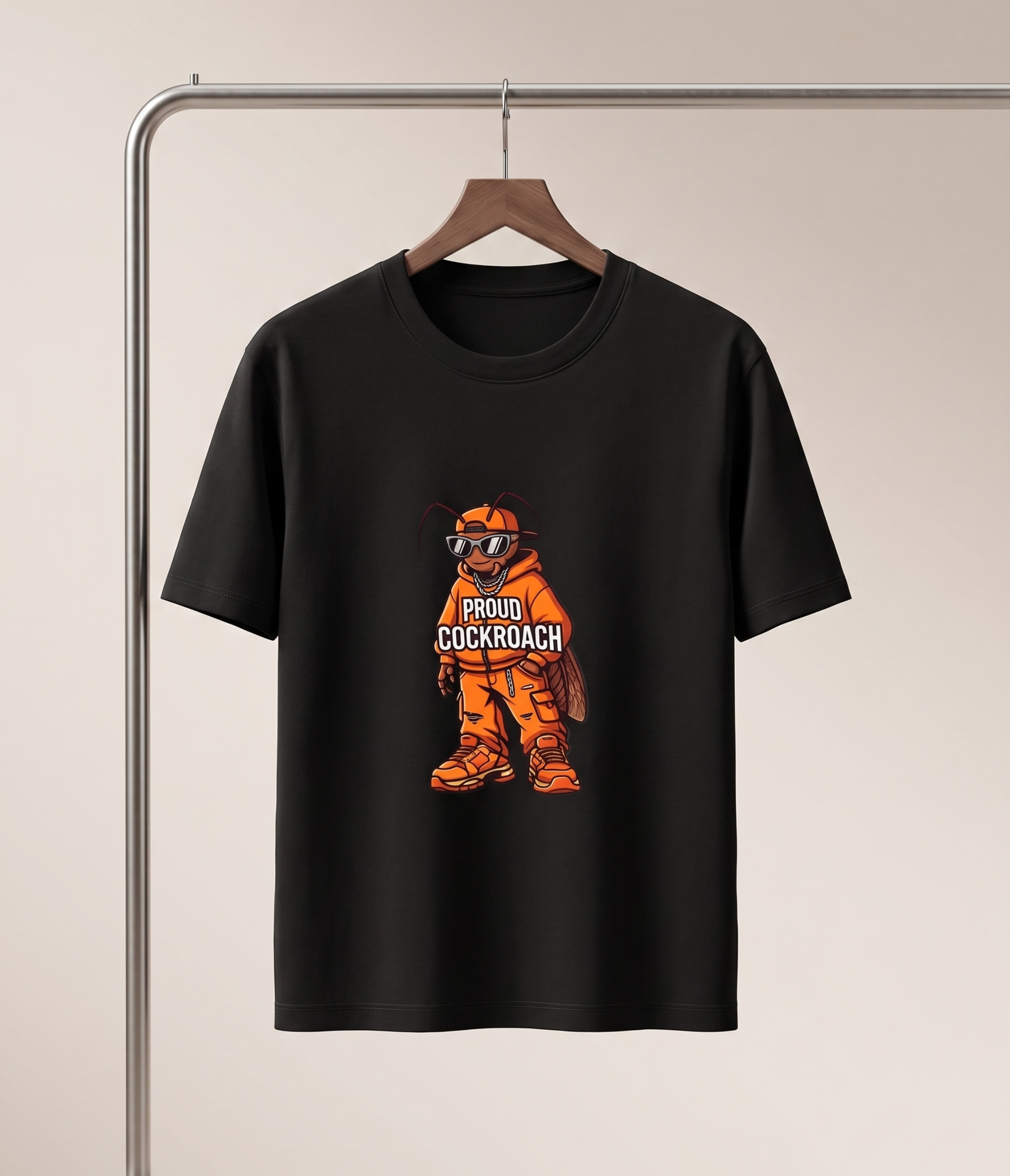 Proud Cockroach | Regular Fit T-Shirt - Black